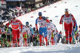 13.12.2012, Canmore, Canada (CAN): Evgeniy Belov (RUS) Fischer, Alpina, Rottefella, Swix, adidas, Chris Andre Jespersen (NOR) Rossignol, Rottefella, Start, Swix - FIS world cup cross-country, mass men, Canmore (CAN). www.nordicfocus.com. © Roycroft/NordicFocus. Every downloaded picture is fee-liable.