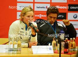 28.12.2012, Oberhof, Germany (GER): Kikkan Randall (USA) at the press conference - FIS world cup cross-country, tour de ski, training, Oberhof (GER). www.nordicfocus.com. © Felgenhauer/NordicFocus. Every downloaded picture is fee-liable.