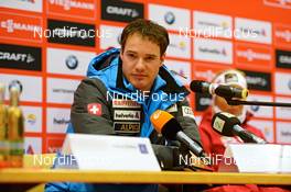28.12.2012, Oberhof, Germany (GER): Dario Cologna (SUI) at the press conference - FIS world cup cross-country, tour de ski, training, Oberhof (GER). www.nordicfocus.com. © Felgenhauer/NordicFocus. Every downloaded picture is fee-liable.