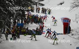 08.01.2012, Oberstdorf, Germany (GER):  skiers in a steep uphill - FIS world cup nordic combined, individual gundersen HS137/10km, Oberstdorf (GER). www.nordicfocus.com. Â© Laiho/NordicFocus. Every downloaded picture is fee-liable.