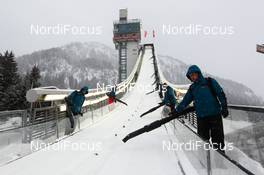 08.01.2012, Oberstdorf, Germany (GER):  hill preparation after the trial round - FIS world cup nordic combined, individual gundersen HS137/10km, Oberstdorf (GER). www.nordicfocus.com. Â© Laiho/NordicFocus. Every downloaded picture is fee-liable.