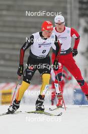 09.03.2012, Oslo, Norway (NOR): in front Eric Frenzel (GER), Fischer, Salomon, adidas, Leki, behind Thomas Kjelbotn (NOR), Fischer, Rottefella, Alpina, Swix - FIS world cup nordic combined, individual gundersen HS106/10km, Oslo (NOR). www.nordicfocus.com. © Hemmersbach/NordicFocus. Every downloaded picture is fee-liable.