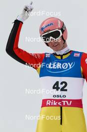 11.03.2012, Oslo, Norway (NOR):  Severin Freund (GER), Fischer - FIS world cup ski jumping, individual HS134, Oslo (NOR). www.nordicfocus.com.Â© Laiho/NordicFocus. Every downloaded picture is fee-liable.