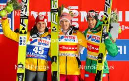 24.11.2012, Lillehammer, Norway (NOR):  (l-r) Thomas Morgenstern (AUT), Fischer, Severin Freund (GER), Fischer and Anders Bardal (NOR), Fischer - FIS world cup ski jumping, individual HS100, Lillehammer (NOR). www.nordicfocus.com. © Laiho/NordicFocus. Every downloaded picture is fee-liable.