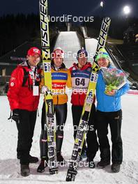 25.11.2012, Lillehammer, Norway (NOR): (l-r) Alexander Pointner (AUT), the coach of team Austria, Thomas Morgenstern (AUT), Fischer, Gregor Schlierenzauer (AUT), Fischer and  Alenxander Diess (AUT) - FIS world cup ski jumping, individual HS138, Lillehammer (NOR). www.nordicfocus.com. © Laiho/NordicFocus. Every downloaded picture is fee-liable.