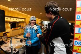 09.03.2012, Oslo, Norway (NOR): Sarah Hendrickson (USA) in an interview  - FIS world cup ski jumping ladies, individual HS106, Oslo (NOR). www.nordicfocus.com. Â© Laiho/NordicFocus. Every downloaded picture is fee-liable.
