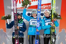 09.03.2012, Oslo, Norway (NOR): (l-r) Sara Takanashi (JPN), Elan, Sarah Hendrickson (USA), Fluege.de and Anette Sagen (NOR), Fischer  - FIS world cup ski jumping ladies, individual HS106, Oslo (NOR). www.nordicfocus.com. Â© Laiho/NordicFocus. Every downloaded picture is fee-liable.