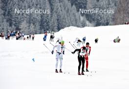 21.01.2012, Lienz, Austria (AUT): l-r: Jerry Ahrlin (SWE), Madshus, Team Xtra personell, Stanislav Rezac (CZE), Swix, Madshus, Martin Sutter (AUT), Fischer, Skinfit - Worldloppet Dolomitenlauf Classic Race, Lienz (AUT). www.nordicfocus.com. © Felgenhauer/NordicFocus. Every downloaded picture is fee-liable.