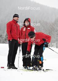 22.01.2012, Lienz, Austria (AUT): Team Skinfit service team while ski tests - FIS Marathon Cup Dolomitenlauf, Lienz (AUT). www.nordicfocus.com. © Felgenhauer/NordicFocus. Every downloaded picture is fee-liable.