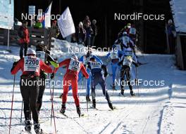 22.01.2012, Lienz, Austria (AUT): slower racers in the uphill - FIS Marathon Cup Dolomitenlauf, Lienz (AUT). www.nordicfocus.com. © Felgenhauer/NordicFocus. Every downloaded picture is fee-liable.