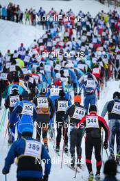 25.02.2012, Lahti, Finland (FIN): lot of skiers in the first uphill  - FIS Marathon Cup Finlandia Hiihto, Lahti (FIN). www.nordicfocus.com. Â© Veltheim/NordicFocus. Every downloaded picture is fee-liable.