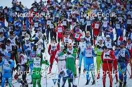 25.02.2012, Lahti, Finland (FIN):  lots of skiers waiting for the start - FIS Marathon Cup Finlandia Hiihto, Lahti (FIN). www.nordicfocus.com. Â© Veltheim/NordicFocus. Every downloaded picture is fee-liable.