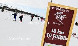 17.03.2012, Rena, Norway (NOR): Sign beside the track near Sjusjoen  - FIS Marathon Cup Birkebeinerrennet, Rena (NOR). www.nordicfocus.com.© Veltheim/NordicFocus. Every downloaded picture is fee-liable.