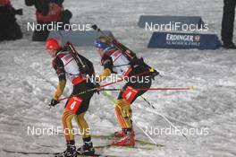 03.01.2013, Oberhof, Germany (GER): Franziska Hildebrand (GER), Salomon, Leki, adidas, Nadine Horchler (GER), Fischer, Rottefella, Alpina, Exel, OneWay - IBU world cup biathlon, relay women, Oberhof (GER). www.nordicfocus.com. © Manzoni/NordicFocus. Every downloaded picture is fee-liable.