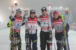 03.01.2013, Oberhof, Germany (GER): L-R: Marie Dorin (FRA), Rossignol, Rottefella, OneWay, Marie Laure Brunet (FRA), Rossignol, Rottefella, Swix, Anais Bescond (FRA), Madshus, Rottefella, Swix, OneWay, Sofie Boilley (FRA), Salomon, OneWay - IBU world cup biathlon, relay women, Oberhof (GER). www.nordicfocus.com. © Manzoni/NordicFocus. Every downloaded picture is fee-liable.