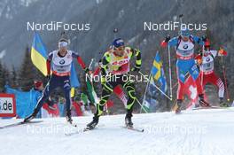 19.01.2013, Antholz, Italy (ITA): Lowell Bailey (USA), Rossignol, Rottefella, One Way, Martin Fourcade (FRA), Rossignol, Rottefella, OneWay, Toko, Evgeniy Garanichev (RUS), Madshus, Rottefella, Swix, adidas - IBU world cup biathlon, pursuit men, Antholz (ITA). www.nordicfocus.com. © Manzoni/NordicFocus. Every downloaded picture is fee-liable.