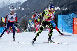 19.01.2013, Antholz, Italy (ITA): Lowell Bailey (USA), Rossignol, Rottefella, One Way, Martin Fourcade (FRA), Rossignol, Rottefella, OneWay, Toko - IBU world cup biathlon, pursuit men, Antholz (ITA). www.nordicfocus.com. © Manzoni/NordicFocus. Every downloaded picture is fee-liable.