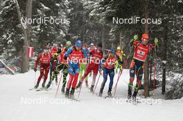 20.01.2013, Antholz, Italy (ITA): Michal Slesingr (CZE), Rossignol, Rottefella, Leki, Anton Shipulin (RUS), Fischer, Rottefella, adidas, Simon Eder (AUT), Fischer, Rottefella, Swix - IBU world cup biathlon, relay men, Antholz (ITA). www.nordicfocus.com. © Manzoni/NordicFocus. Every downloaded picture is fee-liable.