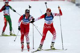 20.01.2013, Antholz, Italy (ITA): Katharina Innerhofer (AUT), Lisa Theresa Hauser (AUT), Fischer, Rottefella, Swix - IBU world cup biathlon, relay women, Antholz (ITA). www.nordicfocus.com. © Manzoni/NordicFocus. Every downloaded picture is fee-liable.