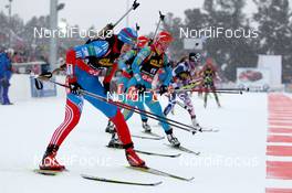17.03.2013, Khanty-Mansiysk, Russia (RUS): Olga Vilukhina (RUS), Fischer, Rottefella, Alpina, Swix, adidas , Vita Semerenko (UKR), Fischer, Salomon, Swix - IBU world cup biathlon, mass women, Khanty-Mansiysk (RUS). www.nordicfocus.com. © Manzoni/NordicFocus. Every downloaded picture is fee-liable.
