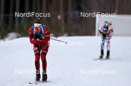 10.02.2013, Nove Mesto, Czech Republic (CZE): Emil Hegle Svendsen (NOR), Madshus, Rottefella, Swix, Odlo leads Martin Fourcade (FRA), Rossignol, Rottefella, OneWay, Toko - IBU world championships biathlon, pursuit men, Nove Mesto (CZE). www.nordicfocus.com. © Manzoni/NordicFocus. Every downloaded picture is fee-liable.