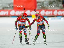 24.11.2013, Oestersund, Sweden (SWE): Zdenek Vitek (CZE), Gabriela Soukalova (CZE) - IBU world cup biathlon, relay mixed, Oestersund (SWE). www.nordicfocus.com. © Manzoni/NordicFocus. Every downloaded picture is fee-liable.