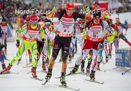 07.12.2013, Hochfilzen, Austria (AUT): Simon Kocevar (SLO), Daniel Boehm (GER), Mikito Tachizaki (JPN), (l-r) - IBU world cup biathlon, relay men, Hochfilzen (AUT). www.nordicfocus.com. © Wukits/NordicFocus. Every downloaded picture is fee-liable.