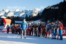 13.12.2013, Annecy-Le Grand Bornand, France (FRA): Franz Berger (AUT) IBU race director introduces the flower ceremony - IBU world cup biathlon, relay men, Annecy-Le Grand Bornand (FRA). www.nordicfocus.com. © Manzoni/NordicFocus. Every downloaded picture is fee-liable.