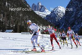 03.01.2013, Cortina-Toblach, Italy (ITA): l-r:  Johan Olsson (SWE), Tord Asle Gjerdalen (NOR), Jens Filbrich (GER), Len Valjas (CAN) - FIS world cup cross-country, tour de ski, pursuit men, Cortina-Toblach (ITA). www.nordicfocus.com. © Felgenhauer/NordicFocus. Every downloaded picture is fee-liable.
