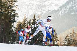 03.01.2013, Cortina-Toblach, Italy (ITA): l-r: Ilia Chernousov (RUS), Alex Harvey (CAN), Marcus Hellner (SWE), Lukas Bauer (CZE) - FIS world cup cross-country, tour de ski, pursuit men, Cortina-Toblach (ITA). www.nordicfocus.com. © Felgenhauer/NordicFocus. Every downloaded picture is fee-liable.