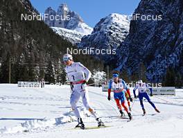 03.01.2013, Cortina-Toblach, Italy (ITA): l-r: Marcus Hellner (SWE), Sergey Turyshev (RUS), Lukas Bauer (CZE) - FIS world cup cross-country, tour de ski, pursuit men, Cortina-Toblach (ITA). www.nordicfocus.com. © Felgenhauer/NordicFocus. Every downloaded picture is fee-liable.