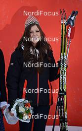 03.01.2013, Cortina-Toblach, Italy (ITA): Miss Suedtirol likes Fischer skis and Swix poles, too - FIS world cup cross-country, tour de ski, pursuit men, Cortina-Toblach (ITA). www.nordicfocus.com. © Felgenhauer/NordicFocus. Every downloaded picture is fee-liable.