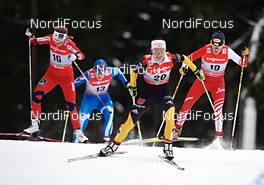 03.01.2013, Cortina-Toblach, Italy (ITA): l-r: Marthe Kristoffersen (NOR), Katrin Zeller (GER), Katerina Smutna (AUT) - FIS world cup cross-country, tour de ski, pursuit women, Cortina-Toblach (ITA). www.nordicfocus.com. © Felgenhauer/NordicFocus. Every downloaded picture is fee-liable.