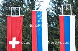 06.01.2013, Val di Fiemme, Italy (ITA): winner's flags - FIS world cup cross-country, tour de ski, final climb men, Val di Fiemme (ITA). www.nordicfocus.com. © Felgenhauer/NordicFocus. Every downloaded picture is fee-liable.