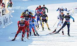 13.01.2013, Liberec, Czech Republic (CZE): l-r:  Paal Golberg (NOR), Anders Gloeersen (NOR), Denis Volotka (KAZ) - FIS world cup cross-country, team sprint, Liberec (CZE). www.nordicfocus.com. © Felgenhauer/NordicFocus. Every downloaded picture is fee-liable.