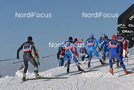 13.01.2013, Liberec, Czech Republic (CZE): l-r:  Erik Bjornsen (USA), Martti Jylhae (FIN), Renato Pasini (ITA), Jiri Horcicka (CZE) - FIS world cup cross-country, team sprint, Liberec (CZE). www.nordicfocus.com. © Felgenhauer/NordicFocus. Every downloaded picture is fee-liable.