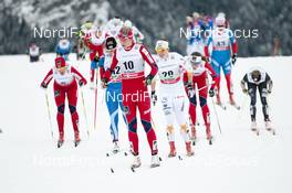 19.01.2013, La Clusaz, France (FRA): in front Astrid  Uhrenholdt Jacobsen (NOR) Rossignol, Rottefella, Kv+, Swix  - FIS world cup cross-country, mass women, La Clusaz (FRA). www.nordicfocus.com. © Becker/NordicFocus. Every downloaded picture is fee-liable.