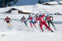 20.01.2013, La Clusaz, France (FRA): Eldar Roenning (NOR), Rossignol, Rottefella, Swix leads the group - FIS world cup cross-country, 4x7.5km men, La Clusaz (FRA). www.nordicfocus.com. © Becker/NordicFocus. Every downloaded picture is fee-liable.