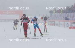 01.02.2013, Sochi, Russia (RUS): Petter Northug (NOR), Fischer, Rottefella, Alpina, Ski Go, Swix, Sergey Ustiugov (RUS), Fischer, Swix, adidas, Len Valjas (CAN) - FIS world cup cross-country, individual sprint, Sochi (RUS). www.nordicfocus.com. © Merkushev/NordicFocus. Every downloaded picture is fee-liable.