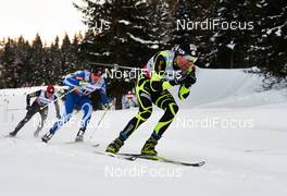 17.02.2013, Davos, Switzerland (SUI): Maurice Manificat (FRA) ahead of Matti Heikkinen (FIN) - FIS world cup cross-country, 15km men, Davos (SUI). www.nordicfocus.com. © Felgenhauer/NordicFocus. Every downloaded picture is fee-liable.