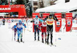 16.02.2013, Davos, Switzerland (SUI): l-r: Federico Pellegrino (ITA), Nikolay Chebotko (KAZ), Kent Ove Clausen (NOR), Dario Cologna (SUI) - FIS world cup cross-country, individual sprint, Davos (SUI). www.nordicfocus.com. © Felgenhauer/NordicFocus. Every downloaded picture is fee-liable.