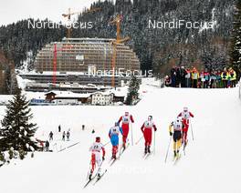 16.02.2013, Davos, Switzerland (SUI): l-r: Devon Kershaw (CAN), Nikolay Morilov (RUS), Finn Haagen Krogh (NOR), Sondre Turvoll Fossli (NOR), Alexander Wolz (GER), Eirik Brandsdal (NOR) - FIS world cup cross-country, individual sprint, Davos (SUI). www.nordicfocus.com. © Felgenhauer/NordicFocus. Every downloaded picture is fee-liable.