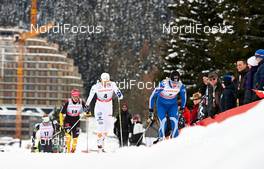 16.02.2013, Davos, Switzerland (SUI): l-r: Ida Sargent (USA), Denise Herrmann (GER), Ida Ingemarsdotter (SWE), Anne Kylloenen (FIN) - FIS world cup cross-country, individual sprint, Davos (SUI). www.nordicfocus.com. © Felgenhauer/NordicFocus. Every downloaded picture is fee-liable.