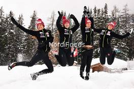 15.02.2013, Davos, Switzerland (SUI): l-r: Daria Gaiazova (CAN), Andrea Dupont (CAN), Emily Nishikawa (CAN), Perianne Jones (CAN) - FIS world cup cross-country, training, Davos (SUI). www.nordicfocus.com. © Felgenhauer/NordicFocus. Every downloaded picture is fee-liable.