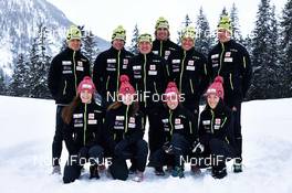 15.02.2013, Davos, Switzerland (SUI): l-r: Graham Nishikawa (CAN), Alex Harvey (CAN), Ivan Babikov (CAN), Len Valjas (CAN), Devon Kershaw (CAN), Philip Widmer (CAN); front row l-r: Daria Gaiazova (CAN), Andrea Dupont (CAN), Perianne Jones (CAN), Emily Nishikawa (CAN) - FIS world cup cross-country, training, Davos (SUI). www.nordicfocus.com. © Felgenhauer/NordicFocus. Every downloaded picture is fee-liable.