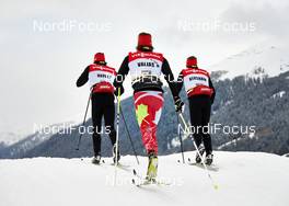 15.02.2013, Davos, Switzerland (SUI): l-r: Alex Harvey (CAN), Len Valjas (CAN), Devon Kershaw (CAN) - FIS world cup cross-country, training, Davos (SUI). www.nordicfocus.com. © Felgenhauer/NordicFocus. Every downloaded picture is fee-liable.