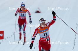 13.03.2013, Drammen, Norway (NOR): (l-r) Heidi Weng (NOR), Madshus, Swix, Alpina, Rottefella and Ingvild Flugstad Oestberg (NOR), Madshus, Swix, Alpina, Rottefella - FIS world cup cross-country, individual sprint, Drammen (NOR). www.nordicfocus.com. © Laiho/NordicFocus. Every downloaded picture is fee-liable.