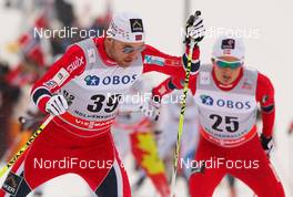 16.03.2013, Oslo, Norway (NOR): (l-r) Tord Asle Gjerdalen (NOR), Atomic, One Way, Salomon, Swix, Skigo and Finn Hagen Krogh (NOR), Fischer, Swix, Alpina, Rottefella - FIS world cup cross-country, mass men, Oslo (NOR). www.nordicfocus.com. © Laiho/NordicFocus. Every downloaded picture is fee-liable.