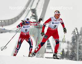 17.03.2013, Oslo, Norway (NOR): Heidi Weng (NOR), Kristin Stoermer Steira (NOR), (l-r)  - FIS world cup cross-country, mass women, Oslo (NOR). www.nordicfocus.com. © Felgenhauer/NordicFocus. Every downloaded picture is fee-liable.