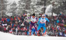 17.03.2013, Oslo, Norway (NOR): Yuki Kobayashi (JPN), Tuva Toftdahl Staver (NOR), (l-r)  - FIS world cup cross-country, mass women, Oslo (NOR). www.nordicfocus.com. © Felgenhauer/NordicFocus. Every downloaded picture is fee-liable.